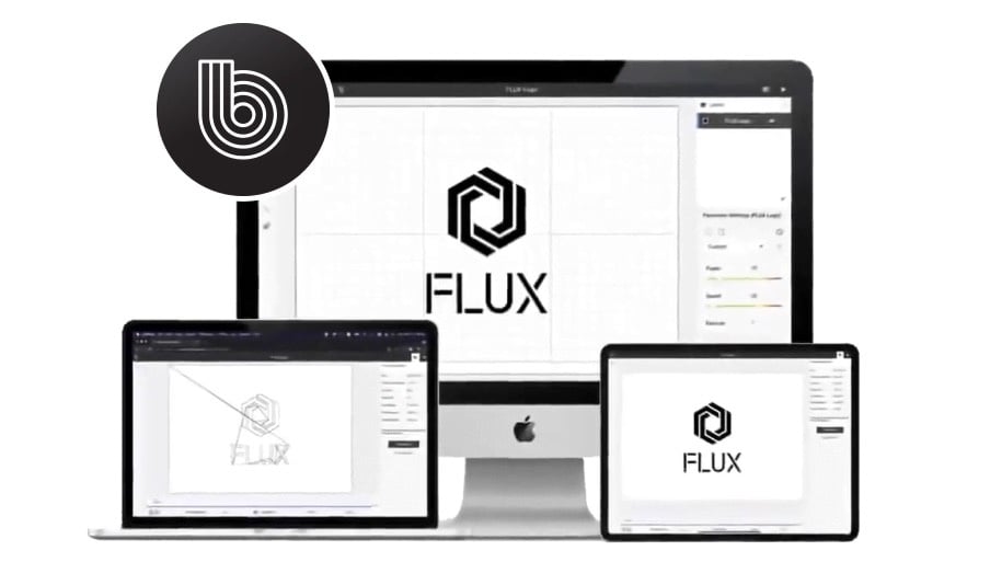Beam Studio interfejs prikazan na desktopu, tabletu i telefonu.